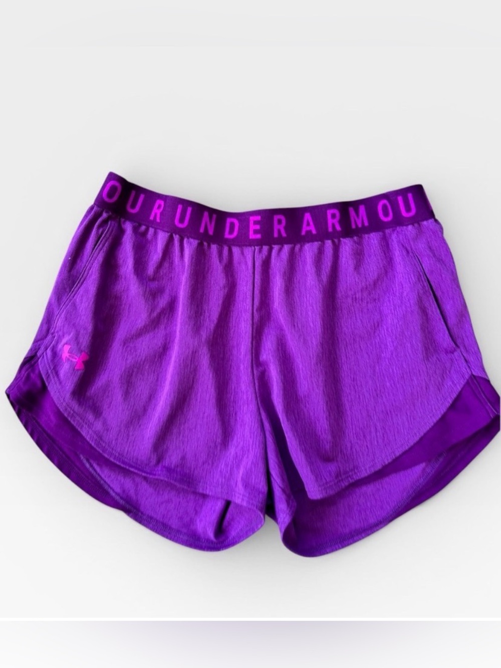 Under Armour Women's Purple Athletic Shorts with Branded Waistband